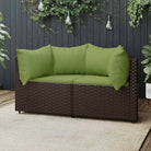 Loungebanken met poly rattan en eenvoudig schoon design - Bruin en groen / 1 / 2x hoek - Loungebanken