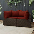 Loungebanken met poly rattan en eenvoudig schoon design - Bruin en rood / 1 / 2x hoek - Loungebanken