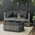 Loungebanken met poly rattan en eenvoudig schoon design - Grijs / 1 / 2x hoek + Tafel - Loungebanken