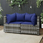 Loungebanken met poly rattan en eenvoudig schoon design - Grijs en blauw / 1 / 2x hoek - Loungebanken