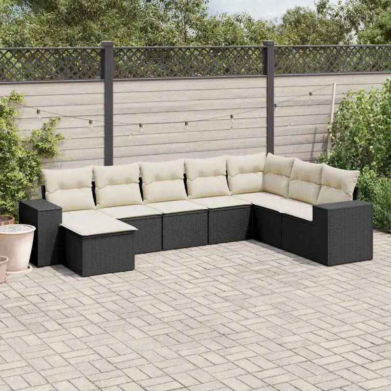Loungebanken uit zwart materiaal en gepoedercoat staal voor je tuin - Zwart en crème / Zonder tafel - Tuinsets