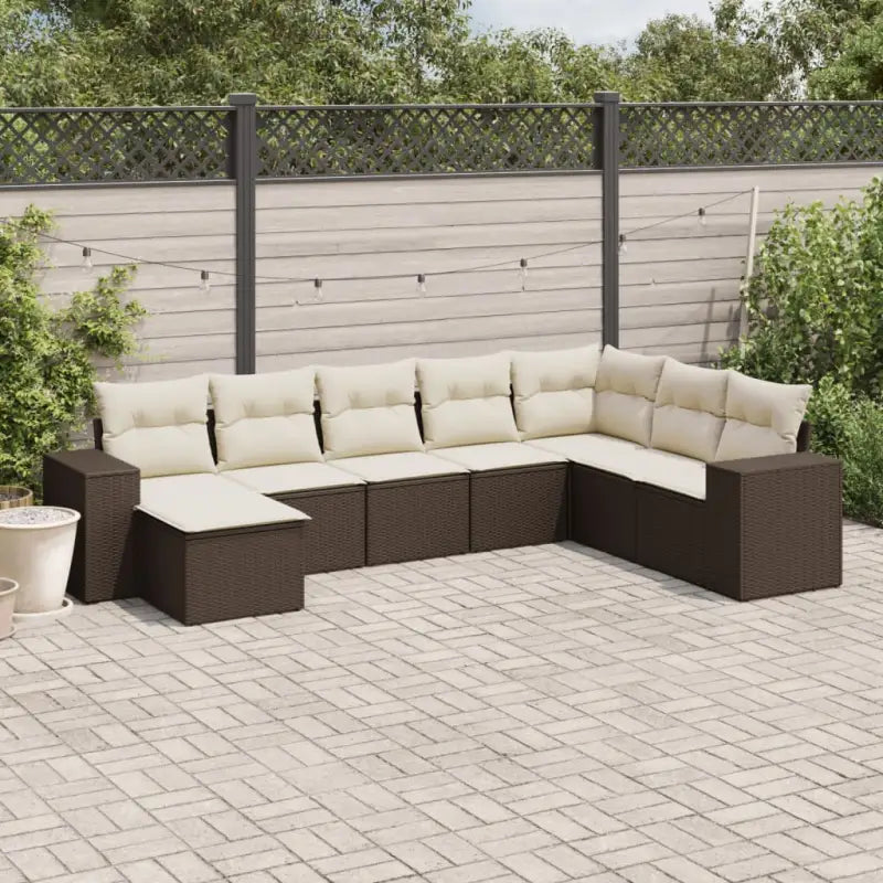 Loungebanken uit zwart materiaal en gepoedercoat staal voor je tuin - Bruin en crème / Zonder tafel - Tuinsets