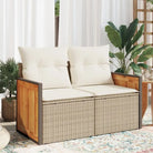 Loungebanken van poly rattan voor een comfortabele zitervaring met wasbare hoes - Beige en wit / 1 / zonder