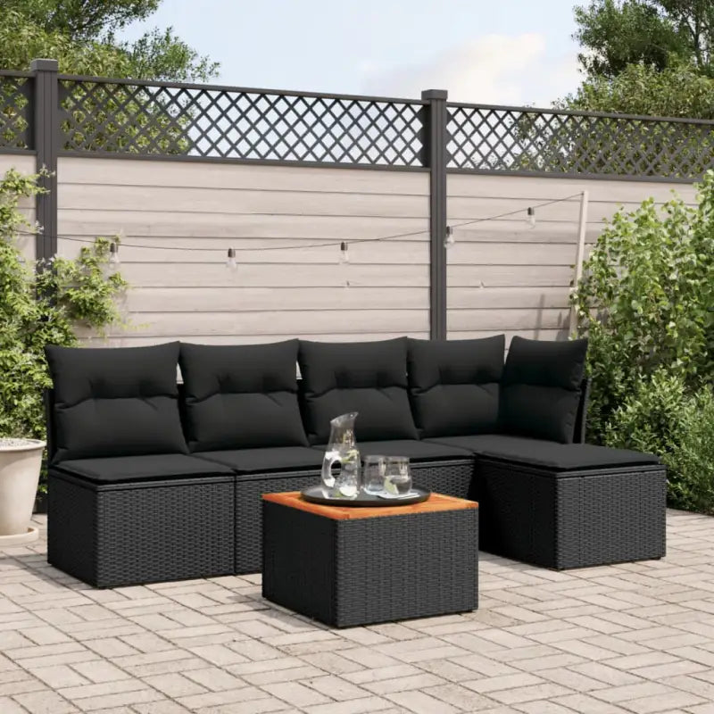Loungebankset van beige materiaal met gepoedercoat staal afmetingen - Zwart - Tuinsets