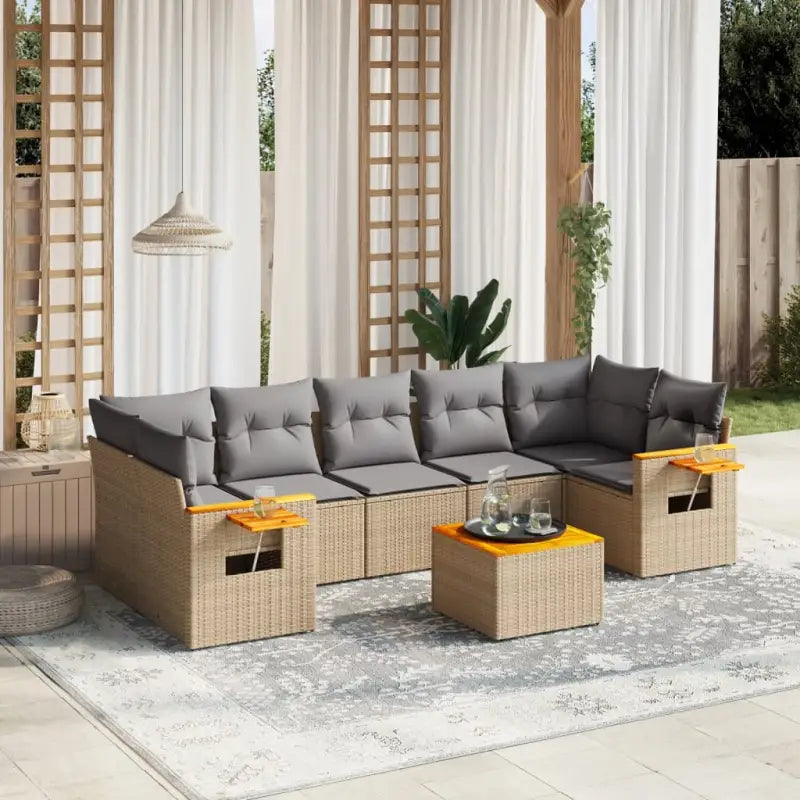 Loungebankset voor tuin met zwart materiaal en waterdichte tas - Beige en grijs - Tuinsets