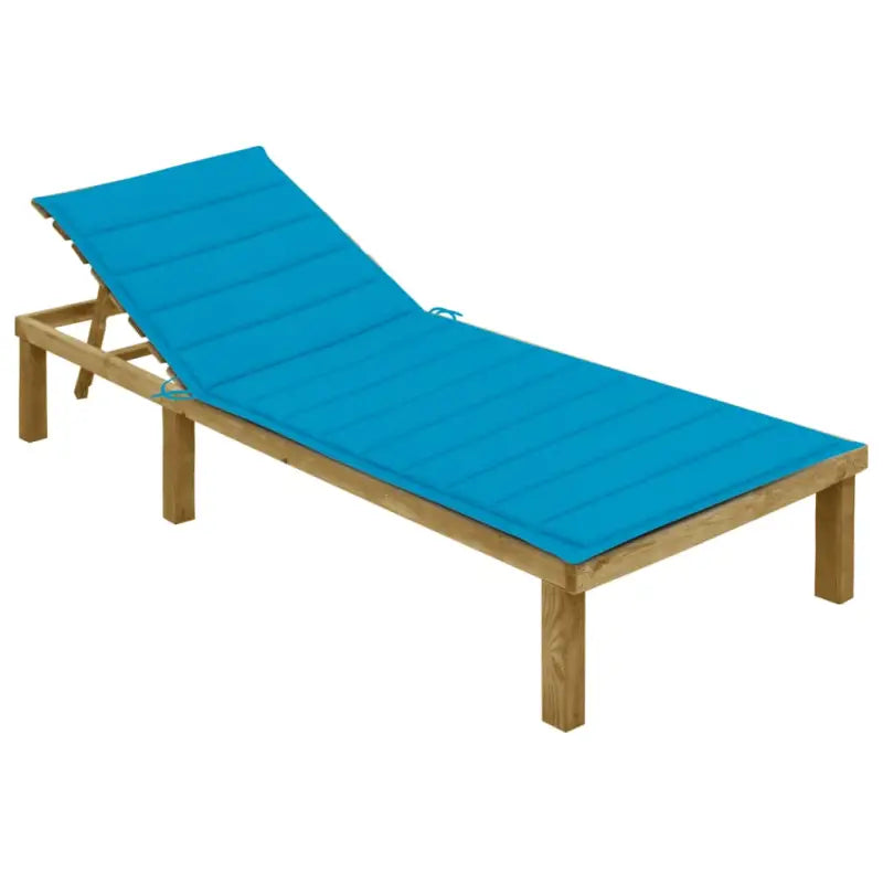 Loungebed van geïmpregneerd grenenhout met kussen voor buiten - Blauw / 1 - Ligstoelen