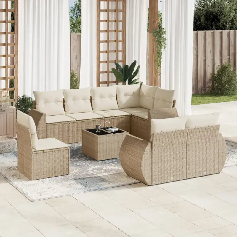 Loungeen set met waterdichte tas en gepoedercoat staal in beige - beige en crèmekleurig / Met tafel - Tuinsets