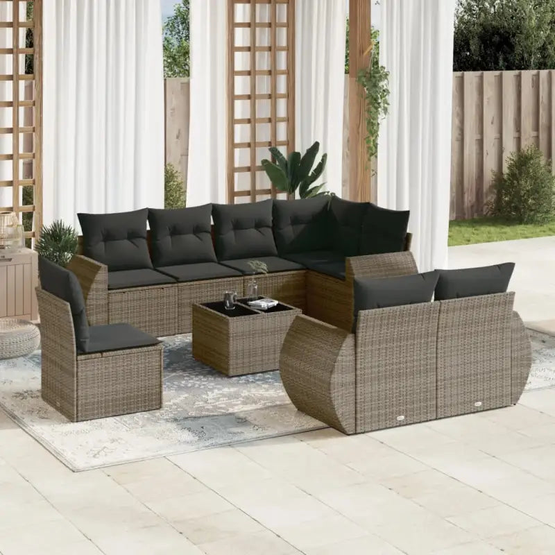 Loungeen set met waterdichte tas en gepoedercoat staal in beige - Grijs / Met tafel - Tuinsets