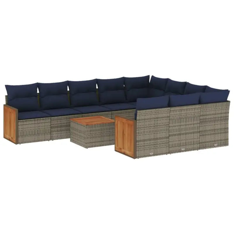 Loungeplek met grijs materiaal en waterdichte zak voor buitenplezier - Grijs en blauw / Met tafel - Tuinsets