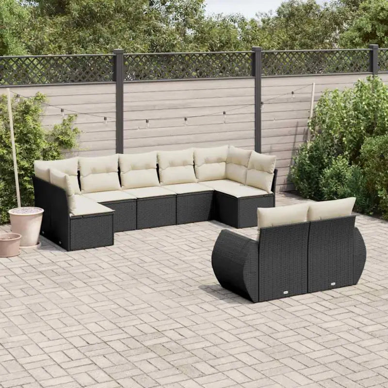 Loungeset in beige materiaal met waterdichte tas en gepoedercoat staal - Zwart en crème / Zonder tafel - Tuinsets