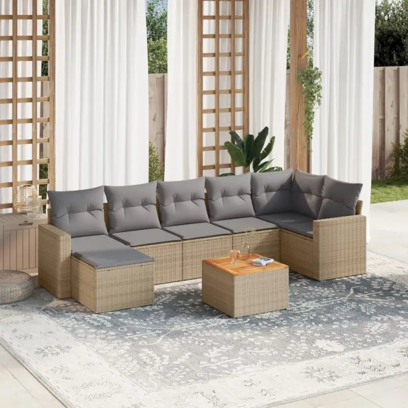 Loungeset in gemengd beige materiaal met waterdichte tas - Tuinsets