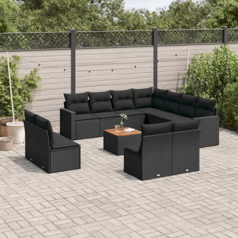 Loungeset in gemengd beige materiaal voor comfortabele buitenplezier - Zwart - Tuinsets