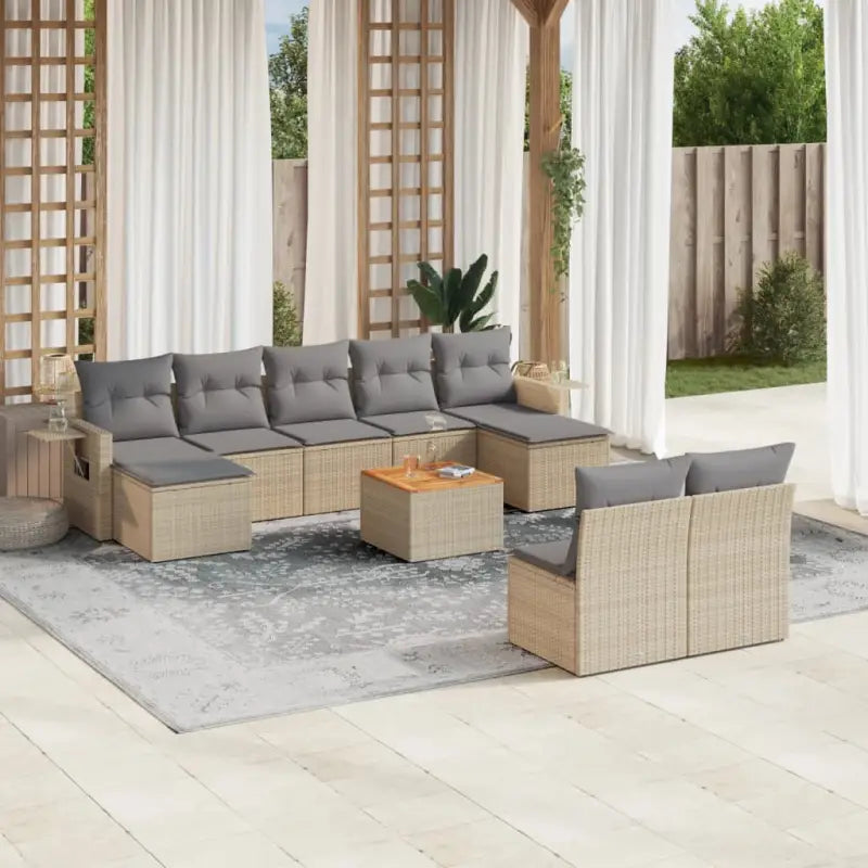 Loungeset in gemengd beige materiaal voor een gezellige tuinruimte - Gemengd beige - Tuinsets