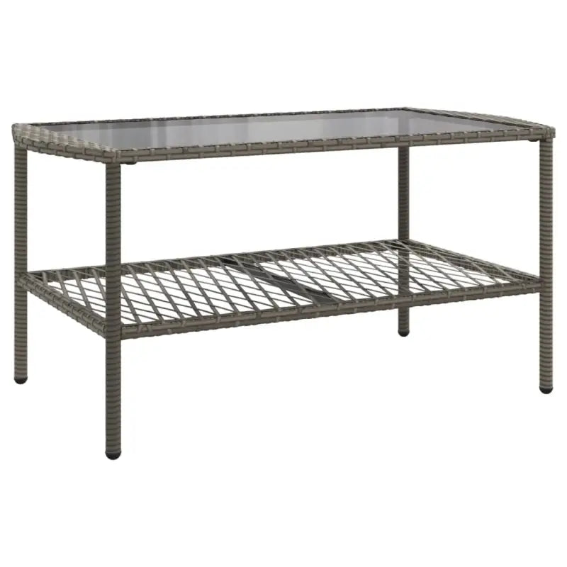 Loungeset in grijs materiaal met gepoedercoat staal en afmetingen - Tuinsets