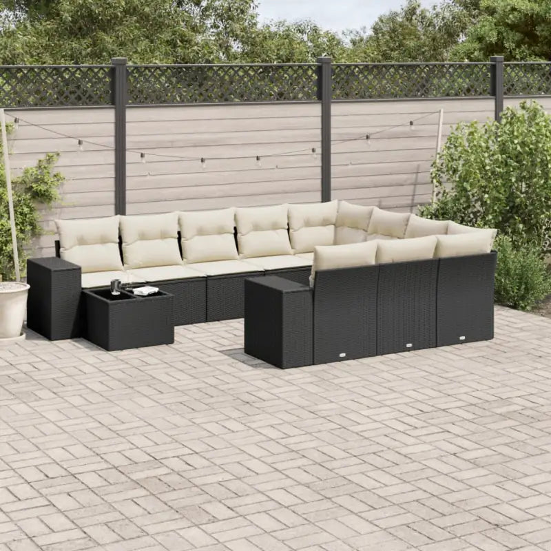 Loungeset in grijs materiaal met gepoedercoat staal en afmetingen - Zwart en crème - Tuinsets