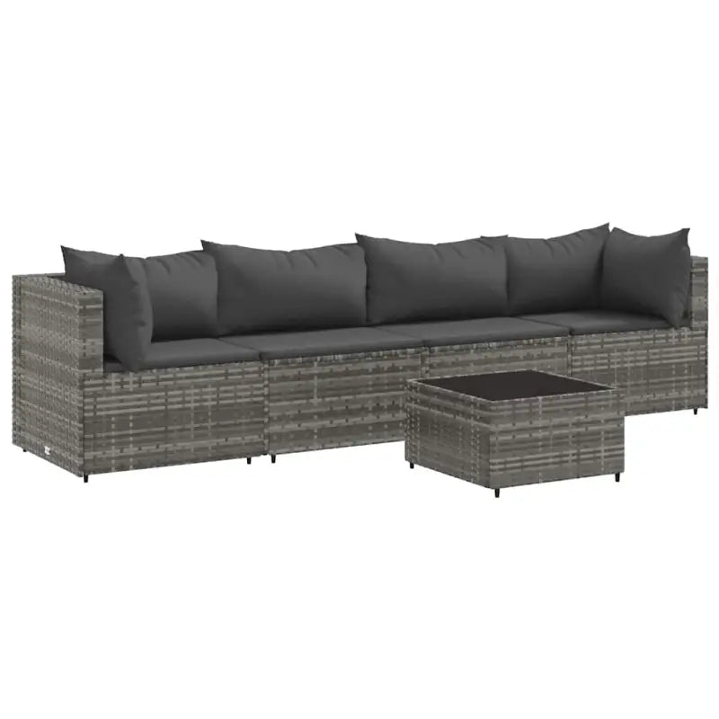 Loungeset in grijs materiaal met gepoedercoat staal en comfortabele rugkussens - Tuinsets