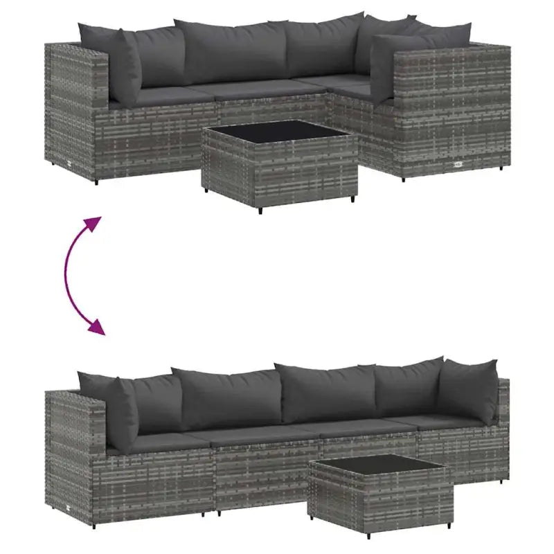 Loungeset in grijs materiaal met gepoedercoat staal en comfortabele rugkussens - Tuinsets