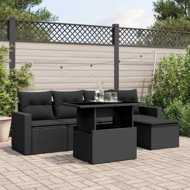 Loungeset in zwart materiaal met gepoedercoat staal en perfecte afmetingen - Tuinsets