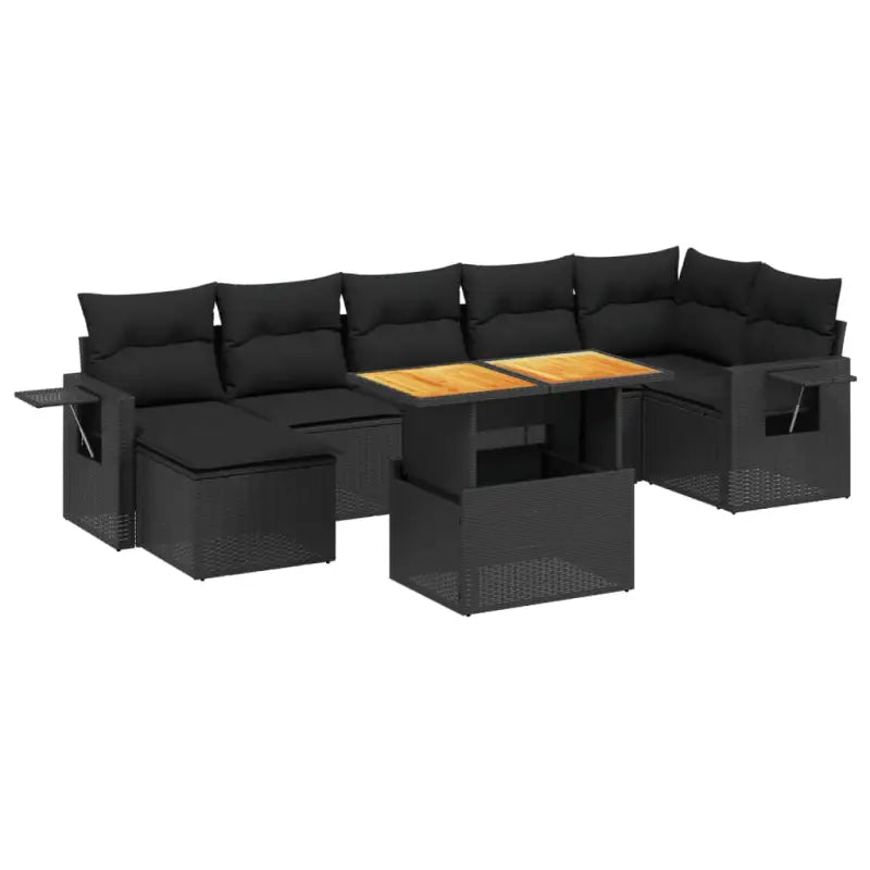 Loungeset in zwart materiaal met gepoedercoat staal en ruime afmetingen - Tuinsets
