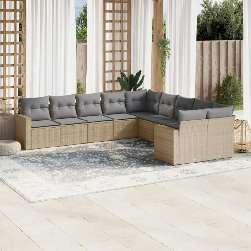 Loungeset met beige materiaal en gepoedercoat staal afmetingen - Beige en grijs / Zonder tafel - Tuinsets