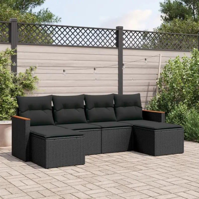 Loungeset met beige materiaal en gepoedercoat staal afmetingen - Zwart / Zonder tafel - Tuinsets