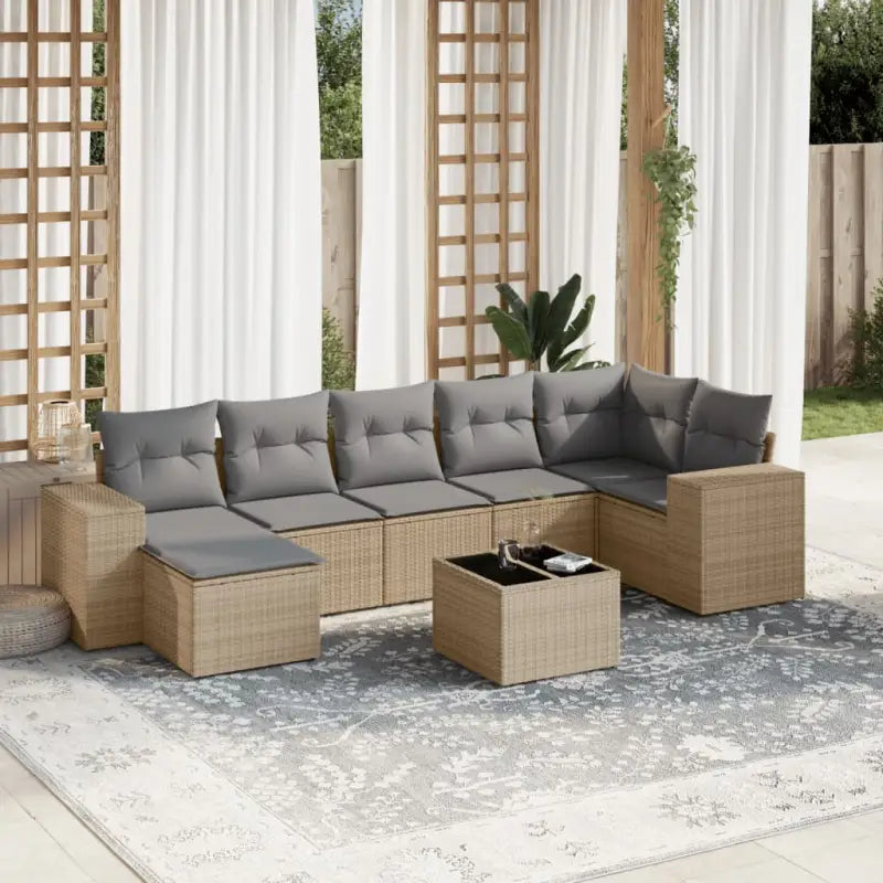Loungeset met beige materiaal en gepoedercoat staal voor buiten - Tuinsets