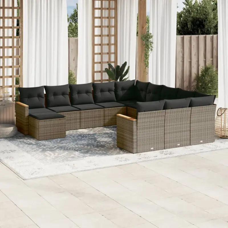 Loungeset met beige materiaal en gepoedercoat staal voor je tuin - Grijs / Zonder tafel - Tuinsets