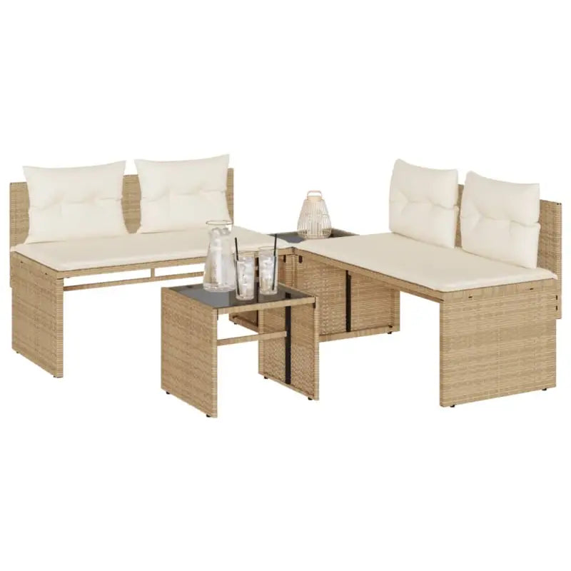 Loungeset met gehard glas en grijs materiaal voor jouw tuin of terras - beige en crèmekleurig - Tuinsets