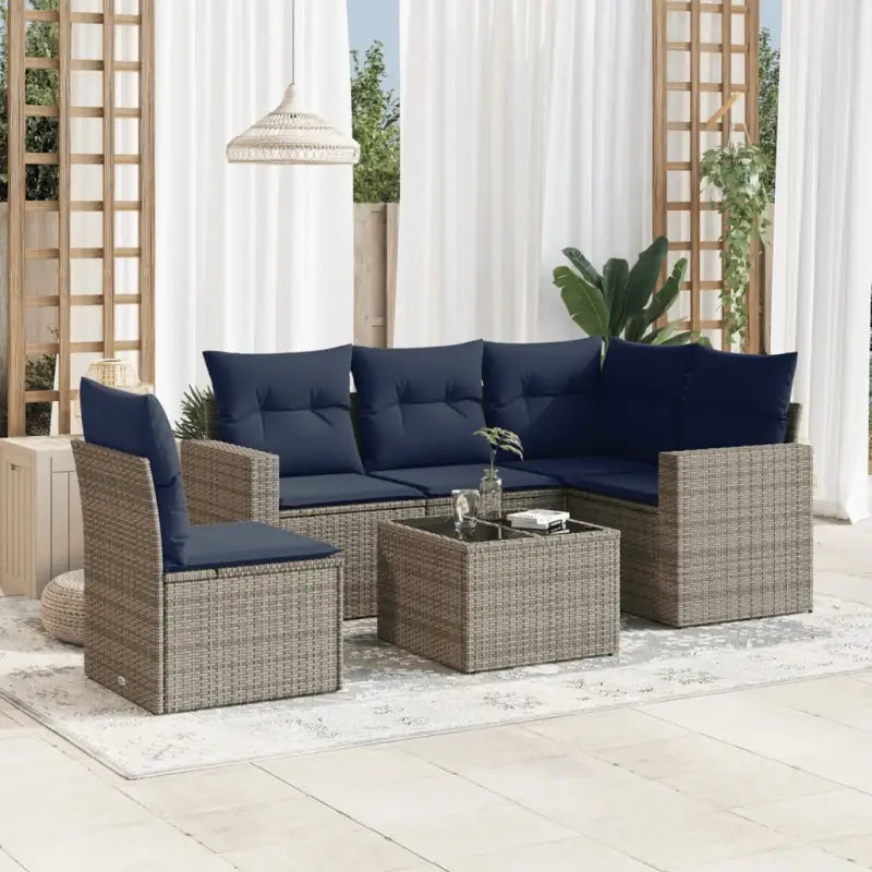 Loungeset met gepoedercoat staal en bruin materiaal voor tuin en terras - Beige en grijs / Met tafel - Tuinsets