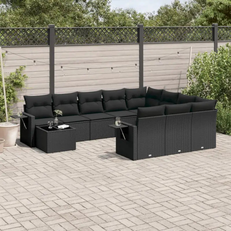 Loungeset met grijs materiaal en gepoedercoat staal voor tuin en terras - Zwart - Tuinsets