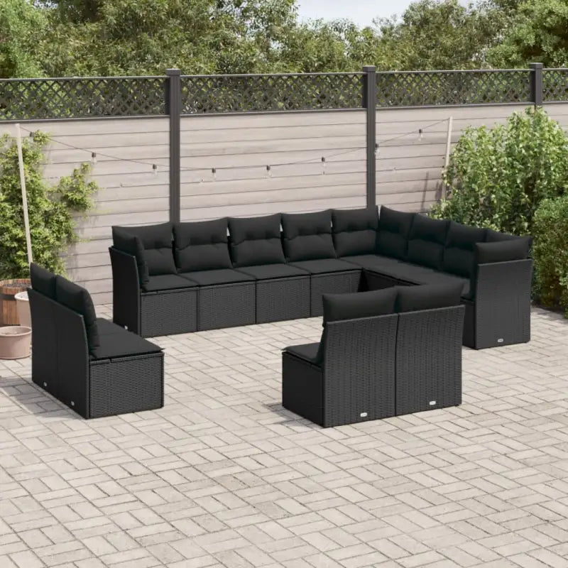 Loungeset met poly rattan en comfortabele zitervaring voor je tuin - Zwart / Zonder tafel - Tuinsets