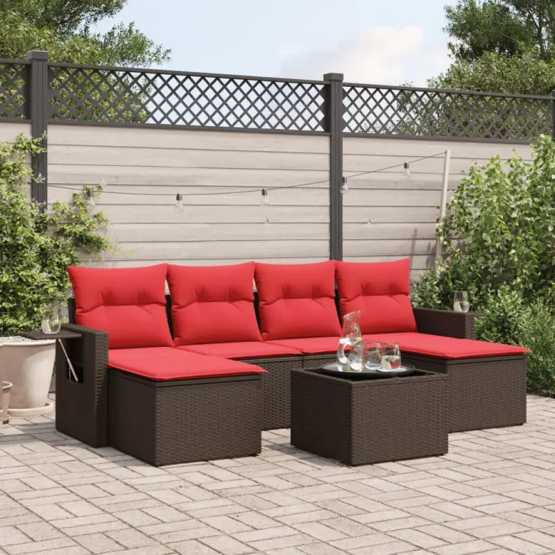 Loungeset met waterdichte tas en grijs materiaal van gepoedercoat staal - Bruin / Met tafel - Tuinsets