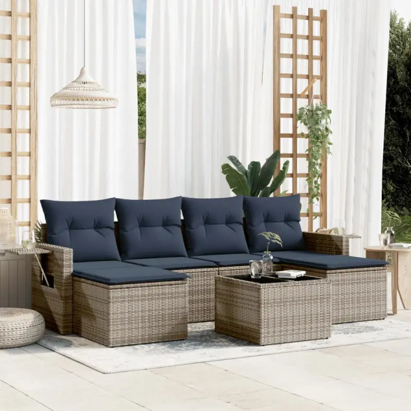 Loungeset met waterdichte tas en grijs materiaal van gepoedercoat staal - Grijs / Met tafel - Tuinsets