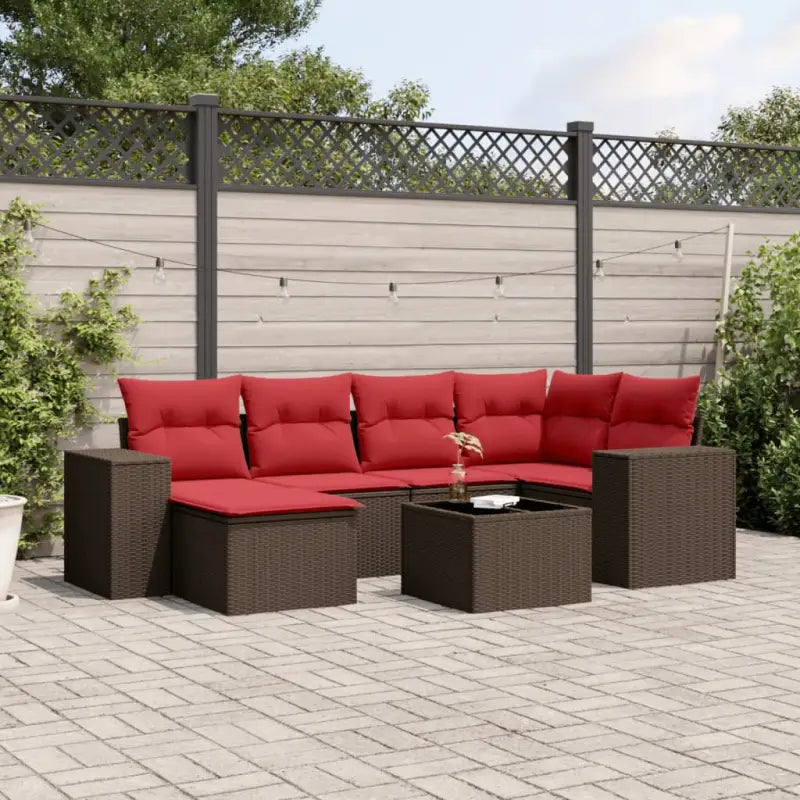 Loungeset van bruin materiaal en gepoedercoat staal met ruime afmetingen - Tuinsets