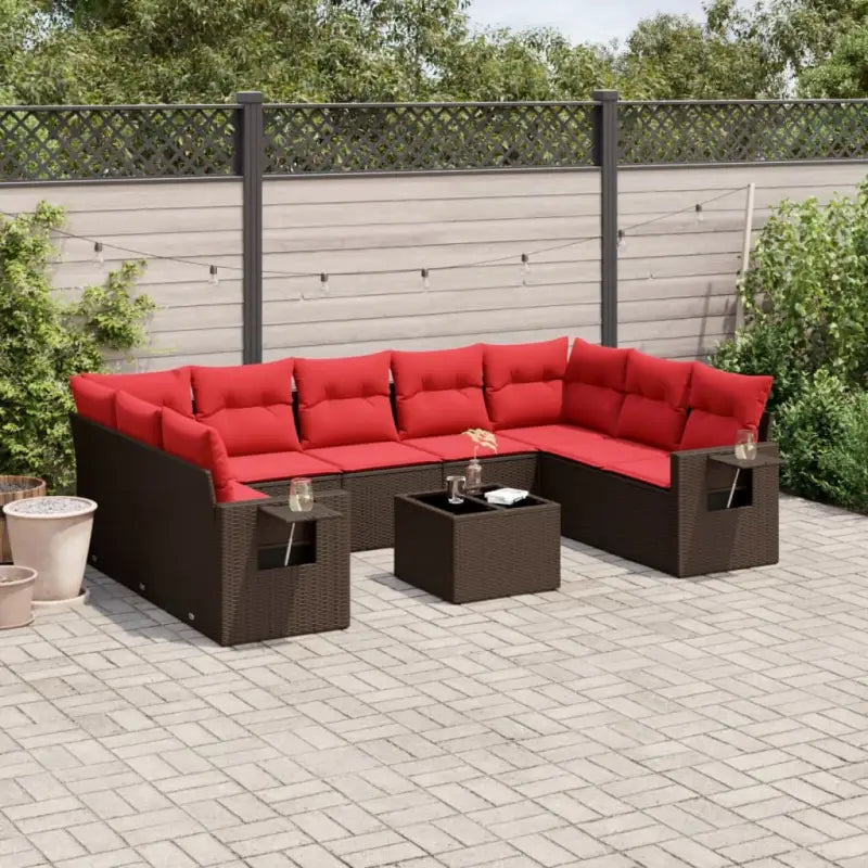 Loungeset van bruin materiaal en gepoedercoat staal voor je tuin - Tuinsets