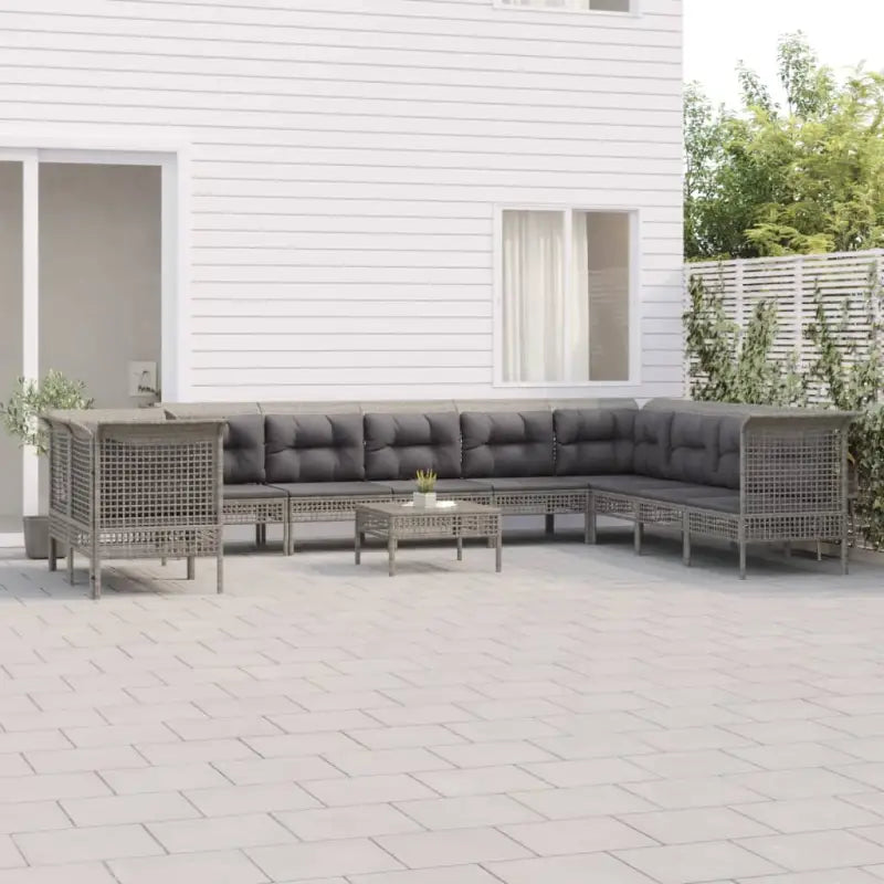 Loungeset van gepoedercoat staal met grijs materiaal voor je tuin - Tuinsets