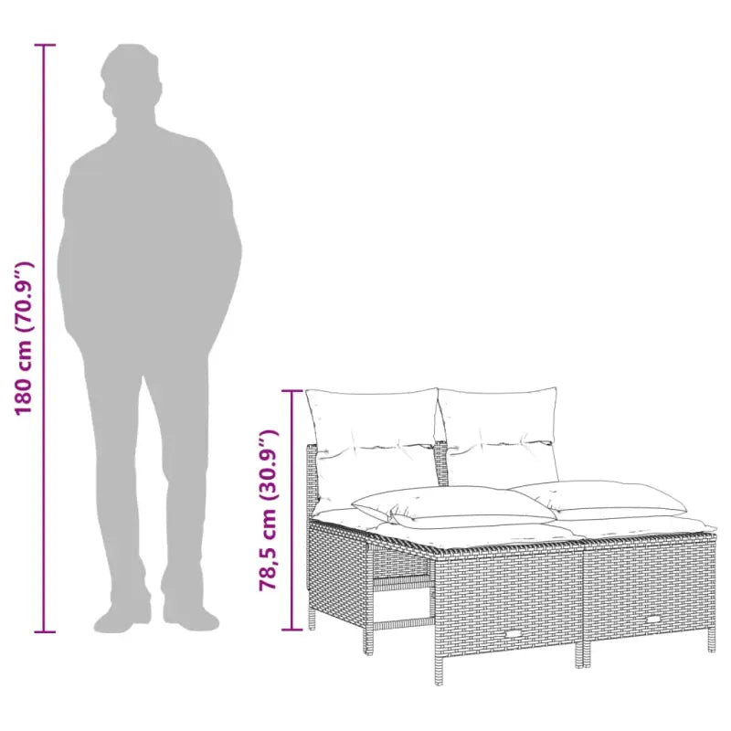 Loungeset van gepoedercoated staal met beige materiaal voor tuin en terras - Tuinsets