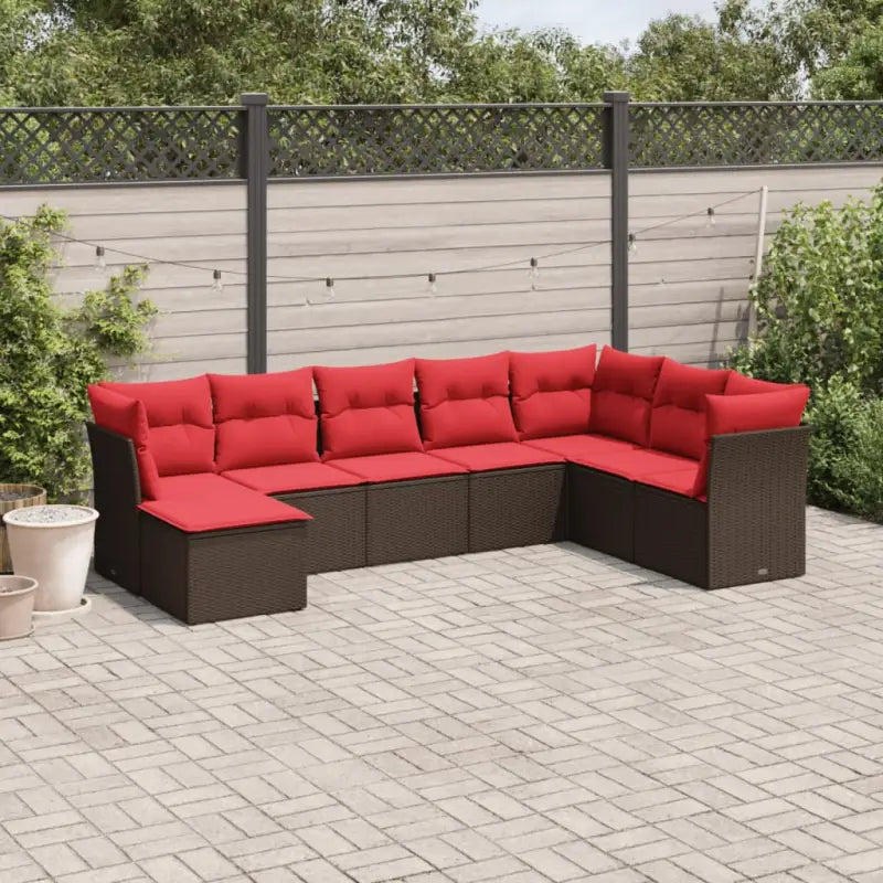 Loungeset van grijs materiaal en gepoedercoat staal voor je tuin - Bruin en rood / Zonder tafel - Tuinsets