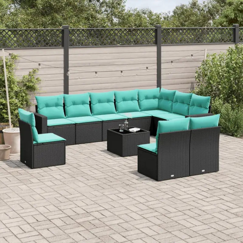 Loungeset van grijs materiaal met gepoedercoat staal afmetingen - Zwart en blauw / Met tafel - Tuinsets