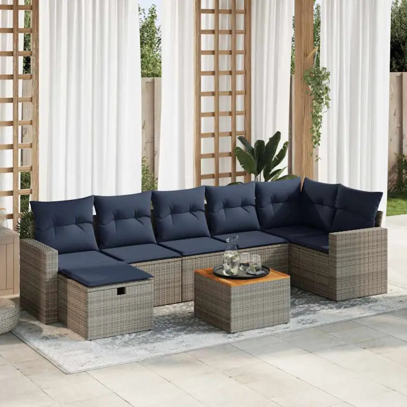 Loungeset van grijs materiaal met gepoedercoat staal en comfortabele afmetingen - Grijs - Tuinsets