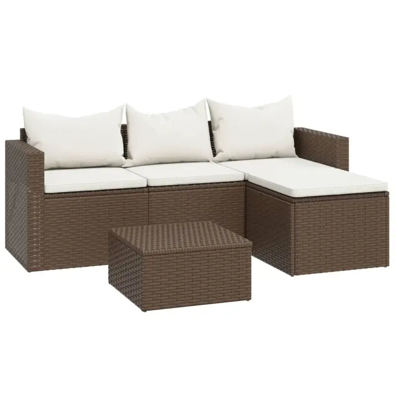 Loungeset van poly rattan en gepoedercoat staal in bruin materiaal - Tuinsets