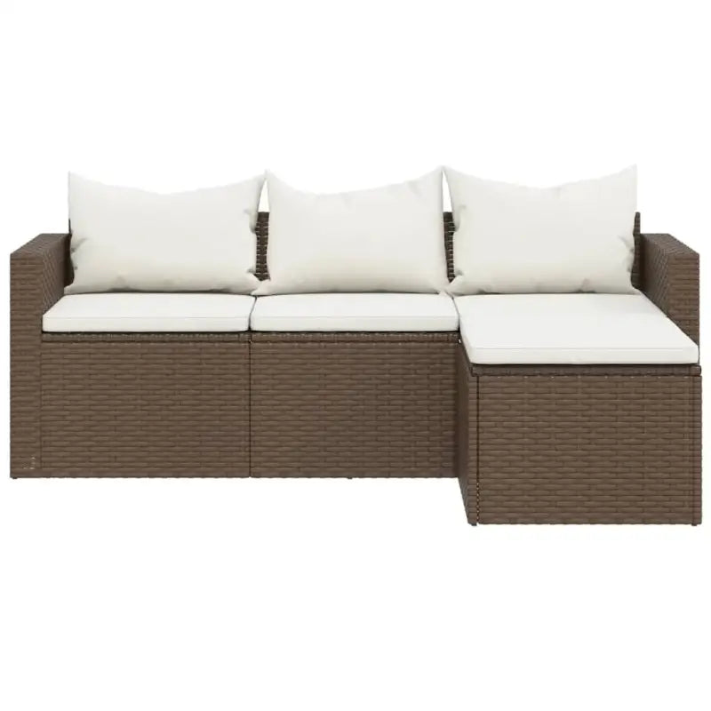 Loungeset van poly rattan en gepoedercoat staal in bruin materiaal - Tuinsets