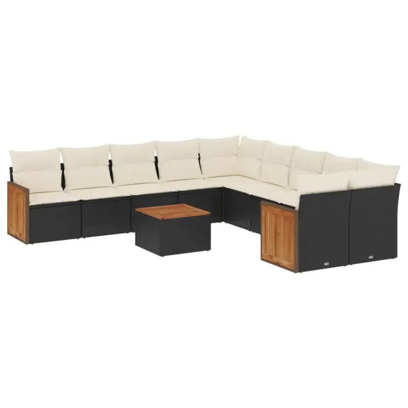Loungeset van zwart materiaal en gepoedercoat staal voor tuin of terras - Tuinsets