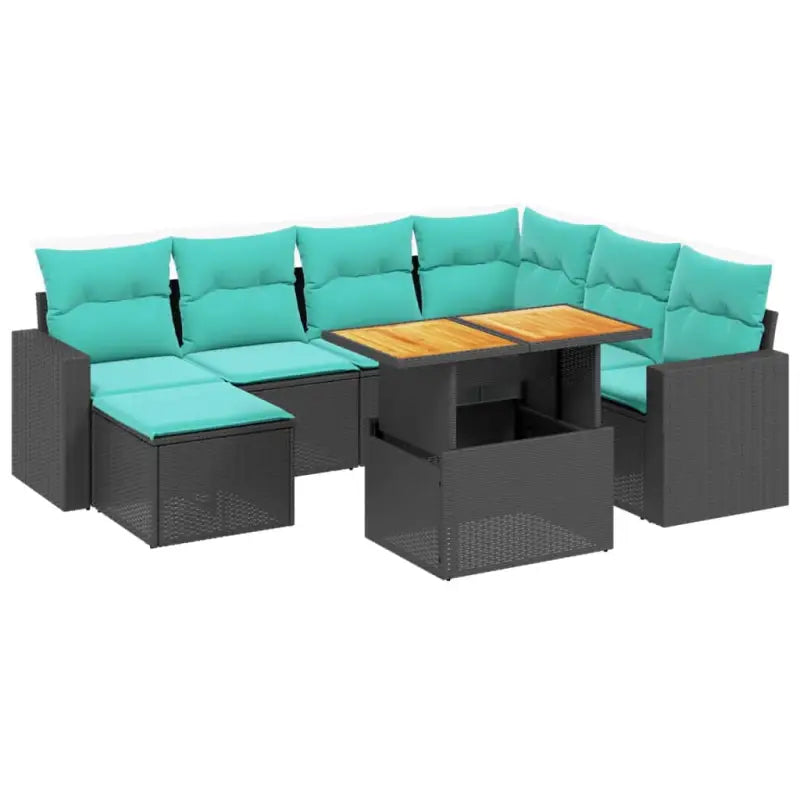 Loungeset voor buiten in zwart materiaal en gepoedercoat staal - Tuinsets