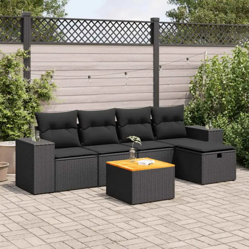 Loungeset voor tuin met grijs materiaal en gepoedercoat staal afmetingen - Zwart / met opbergruimte - Tuinsets
