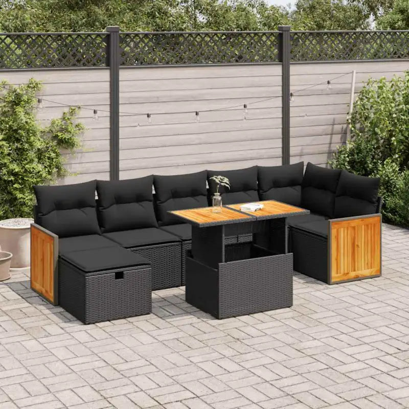 Loungeset voor tuin met grijs materiaal en gepoedercoat staal afmetingen - Zwart / met opbergruimte - Tuinsets