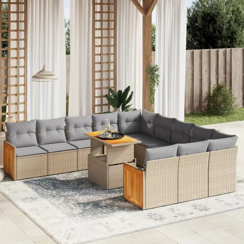 Loungeset voor tuin met grijs materiaal en gepoedercoat staal - Beige en grijs - Tuinsets