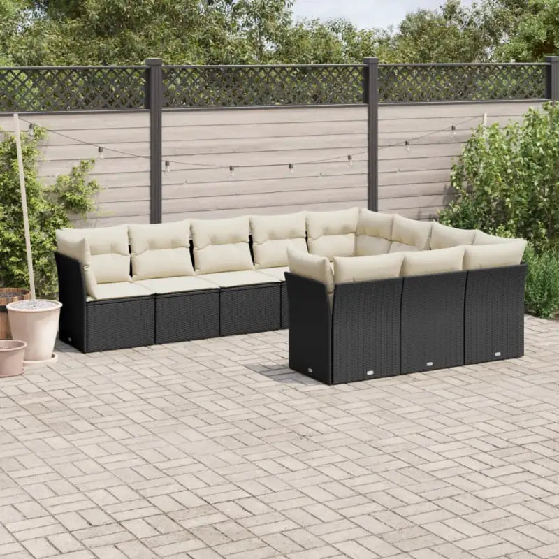 Loungeset voor tuin met zwart materiaal en gepoedercoat staal - Zwart en crème / Zonder tafel - Tuinsets