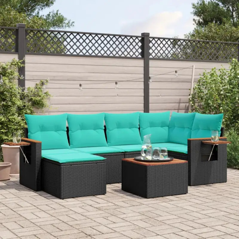 Loungeset voor tuin of terras in grijs materiaal met gepoedercoat staal - Zwart / Met tafel - Tuinsets