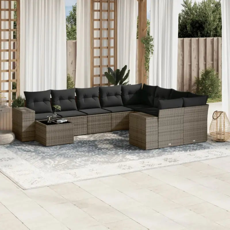Loungeset voor tuin of terras in grijs materiaal met gepoedercoat staal - Grijs - Tuinsets